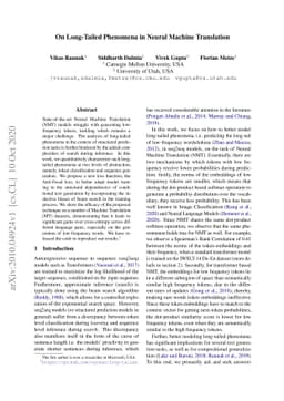 On Long-Tailed Phenomena in Neural Machine Translation