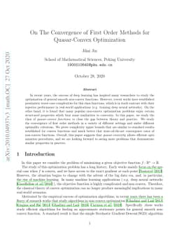 On The Convergence of First Order Methods for Quasar-Convex Optimization