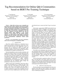 Tag Recommendation for Online Q&A Communities based on BERT Pre-Training
  Technique