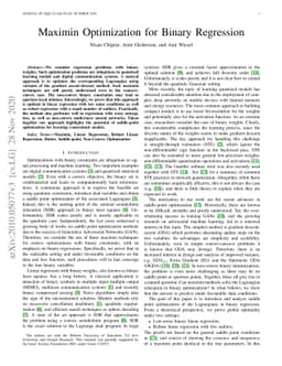 Maximin Optimization for Binary Regression
