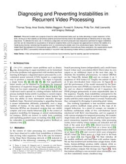 Diagnosing and Preventing Instabilities in Recurrent Video Processing