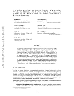An Open Review of OpenReview: A Critical Analysis of the Machine
  Learning Conference Review Process