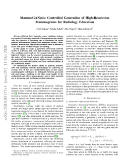 MammoGANesis: Controlled Generation of High-Resolution Mammograms for
  Radiology Education