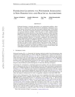 Federated Learning via Posterior Averaging: A New Perspective and
  Practical Algorithms