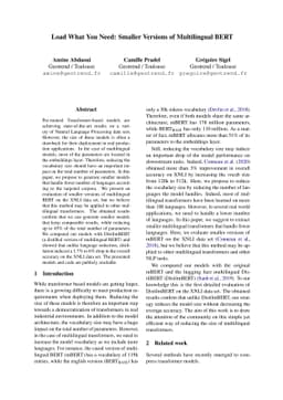 Load What You Need: Smaller Versions of Multilingual BERT