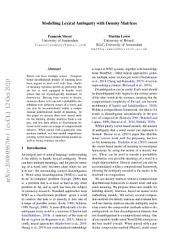 Modelling Lexical Ambiguity with Density Matrices