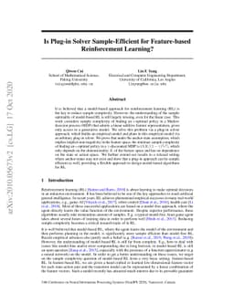 Is Plug-in Solver Sample-Efficient for Feature-based Reinforcement
  Learning?