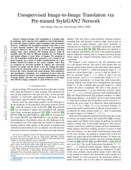 Unsupervised Image-to-Image Translation via Pre-trained StyleGAN2
  Network