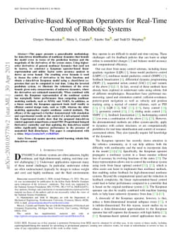 Derivative-Based Koopman Operators for Real-Time Control of Robotic
  Systems
