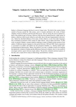 Vulgaris: Analysis of a Corpus for Middle-Age Varieties of Italian
  Language