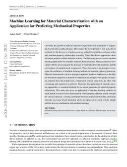 Machine Learning for Material Characterization with an Application for
  Predicting Mechanical Properties