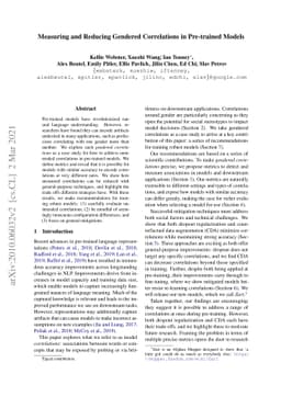 Measuring and Reducing Gendered Correlations in Pre-trained Models