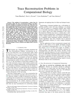 Trace Reconstruction Problems in Computational Biology