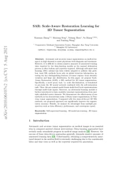 SAR: Scale-Aware Restoration Learning for 3D Tumor Segmentation