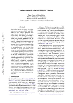 Model Selection for Cross-Lingual Transfer