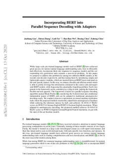 Incorporating BERT into Parallel Sequence Decoding with Adapters