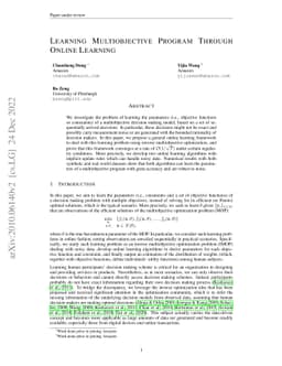 Inverse Multiobjective Optimization Through Online Learning