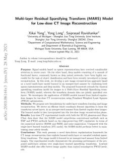 Multi-layer Residual Sparsifying Transform (MARS) Model for Low-dose CT
  Image Reconstruction