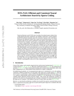 ISTA-NAS: Efficient and Consistent Neural Architecture Search by Sparse
  Coding