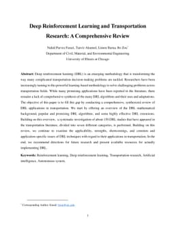Deep Reinforcement Learning and Transportation Research: A Comprehensive
  Review