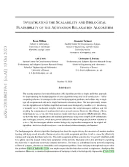 Investigating the Scalability and Biological Plausibility of the
  Activation Relaxation Algorithm