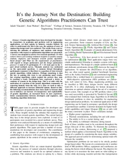 It's the Journey Not the Destination: Building Genetic Algorithms
  Practitioners Can Trust