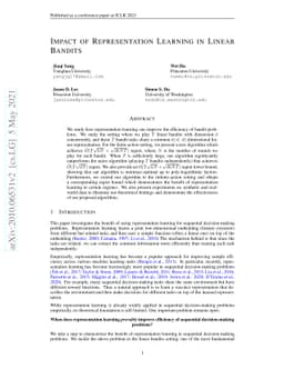 Impact of Representation Learning in Linear Bandits