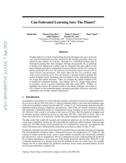 Can Federated Learning Save The Planet?
