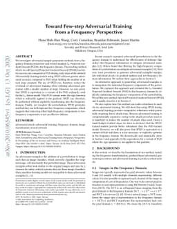 Toward Few-step Adversarial Training from a Frequency Perspective