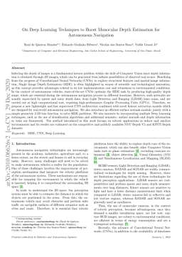 On Deep Learning Techniques to Boost Monocular Depth Estimation for
  Autonomous Navigation