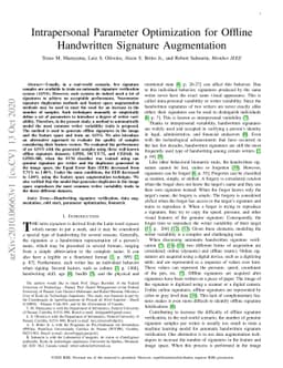 Intrapersonal Parameter Optimization for Offline Handwritten Signature
  Augmentation