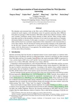 A Graph Representation of Semi-structured Data for Web Question
  Answering