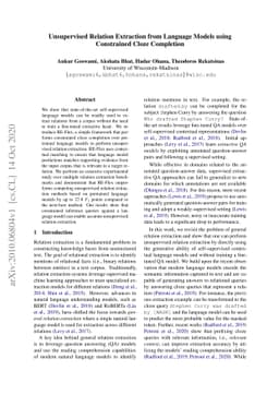 Unsupervised Relation Extraction from Language Models using Constrained
  Cloze Completion