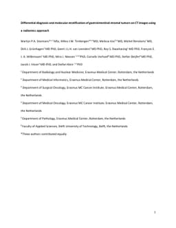 Differential diagnosis and molecular stratification of gastrointestinal
  stromal tumors on CT images using a radiomics approach