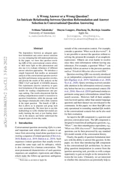 A Wrong Answer or a Wrong Question? An Intricate Relationship between
  Question Reformulation and Answer Selection in Conversational Question
  Answering