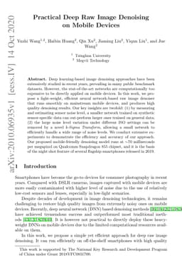 Practical Deep Raw Image Denoising on Mobile Devices