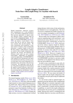 Length-Adaptive Transformer: Train Once with Length Drop, Use Anytime
  with Search