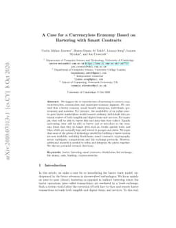 A Case for a Currencyless Economy Based on Bartering with Smart
  Contracts