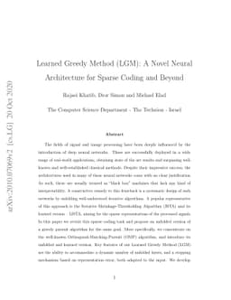 Learned Greedy Method (LGM): A Novel Neural Architecture for Sparse
  Coding and Beyond