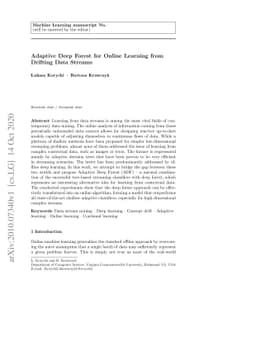 Adaptive Deep Forest for Online Learning from Drifting Data Streams