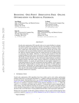 Boosting One-Point Derivative-Free Online Optimization via Residual
  Feedback