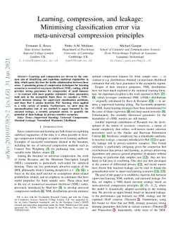 Learning, compression, and leakage: Minimising classification error via
  meta-universal compression principles
