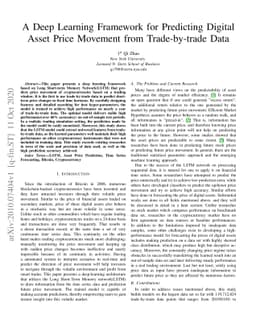 A Deep Learning Framework for Predicting Digital Asset Price Movement
  from Trade-by-trade Data