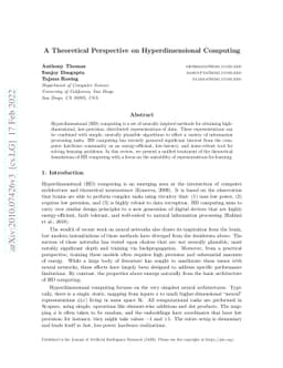 A Theoretical Perspective on Hyperdimensional Computing