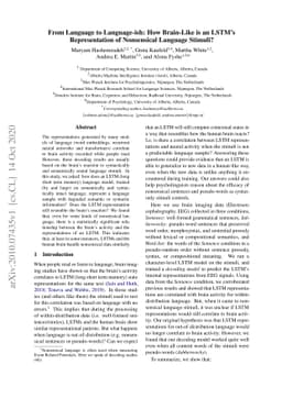 From Language to Language-ish: How Brain-Like is an LSTM's
  Representation of Nonsensical Language Stimuli?