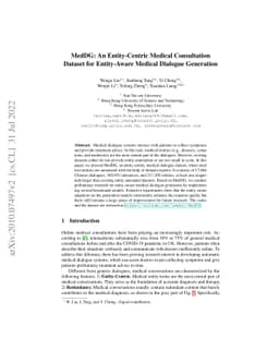 MedDG: An Entity-Centric Medical Consultation Dataset for Entity-Aware
  Medical Dialogue Generation