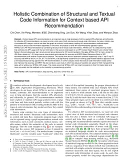 Holistic Combination of Structural and Textual Code Information for
  Context based API Recommendation