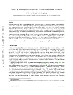 TDRE: A Tensor Decomposition Based Approach for Relation Extraction
