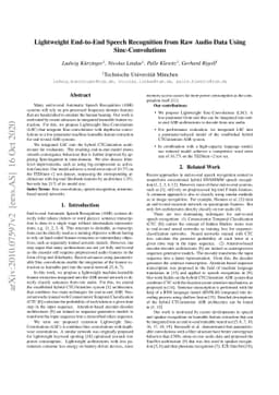 Lightweight End-to-End Speech Recognition from Raw Audio Data Using
  Sinc-Convolutions