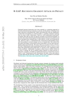 R-GAP: Recursive Gradient Attack on Privacy